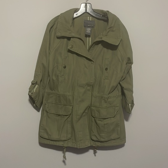 Matty M Army Green Utility anorak style Jacket with optional folded sleeves - Picture 2 of 13